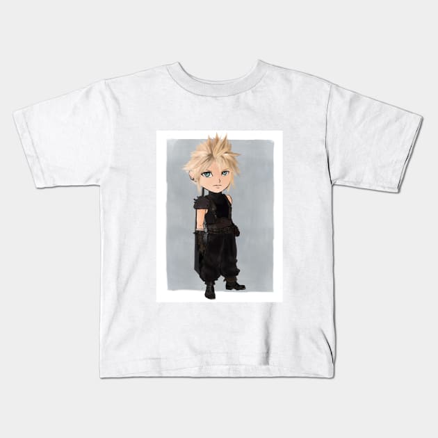 Chibi Cloud Strife Final Fantasy Kids T-Shirt by LEYUNART